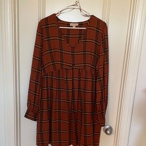 Knox Rose Rust and Black Plaid Dress